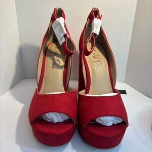Wild Diva Red Peep Toe Heels